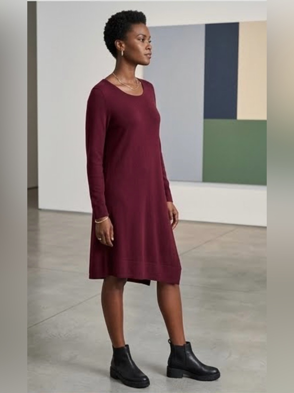 NWT Eileen Fisher Merino Wool Sweater-Dress Italian Yarn Sz XS